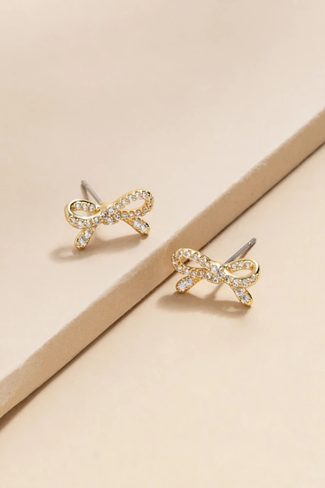 Rosalyn Pave Bow Stud Earrings