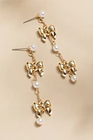 Lena Pearl Bow Station Drop Earrings