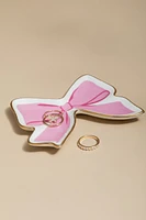 Pink Bow Shaped Gold Accent Trinket Tray