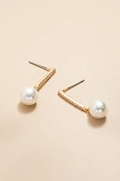 Marlene Pearl Drop On Glass Bar Earrings