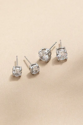 Lucille Silver And Crystal Stud Earring Set