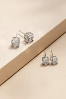 Lucille Silver And Crystal Stud Earring Set