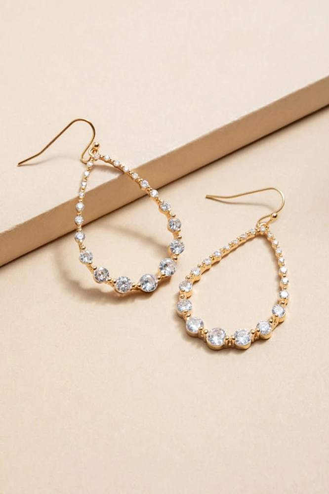 Angelica Crystal Station Tear Drop Earrings