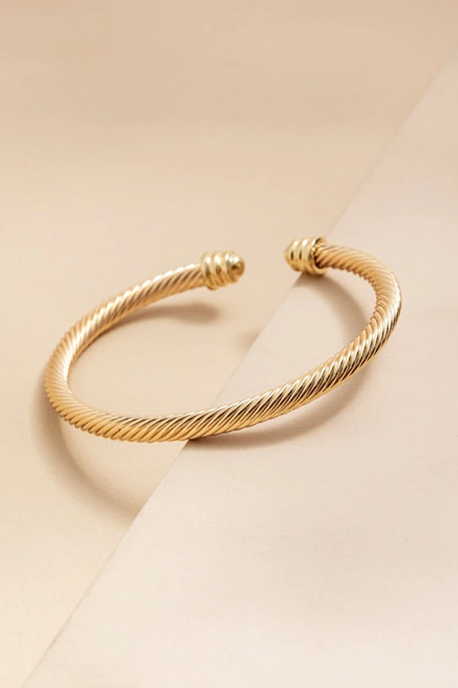 Mallory Twisted Gold Open Cuff Bracelet