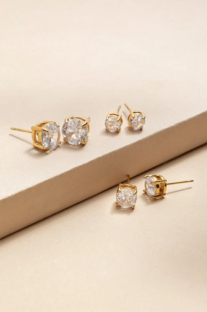 Allison Gold And Crystal Stud Earring Set