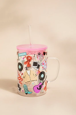 Belle Pop Star Icon Pattern 15oz Glass Mug