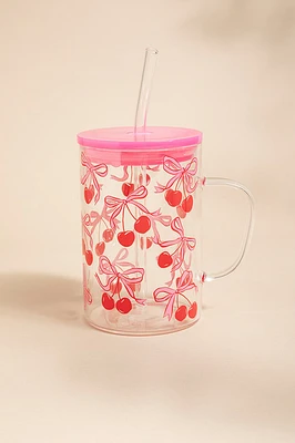 Tammie Cherry Bow 15oz Glass Mug