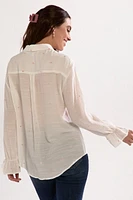 May Heart Embroidered Button Down Top