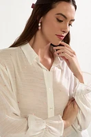 May Heart Embroidered Button Down Top