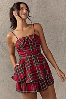 Madelyn Bow Front Tiered Plaid Romper