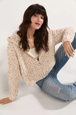 Wendi Popcorn Chenille Zip Up Cardigan