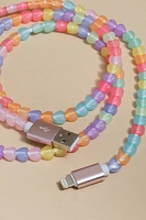 Multi Colored Beaded Heart Charging Cable