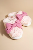 Sally Pink Bow Fuzzy Slippers