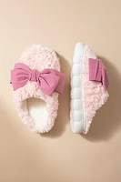 Sally Pink Bow Fuzzy Slippers