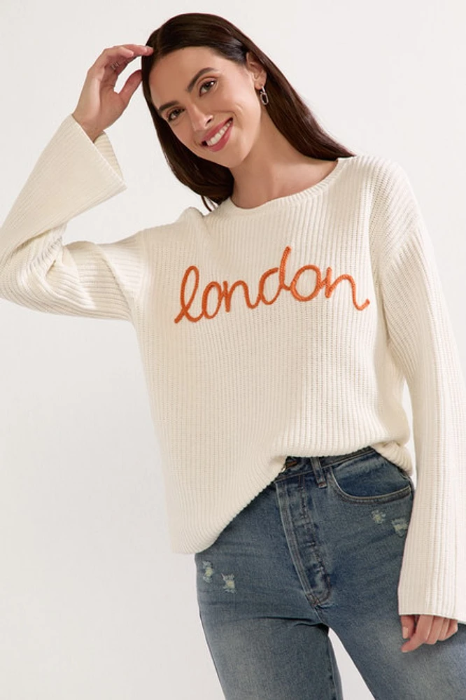 London 3D Stitch Pullover Sweater