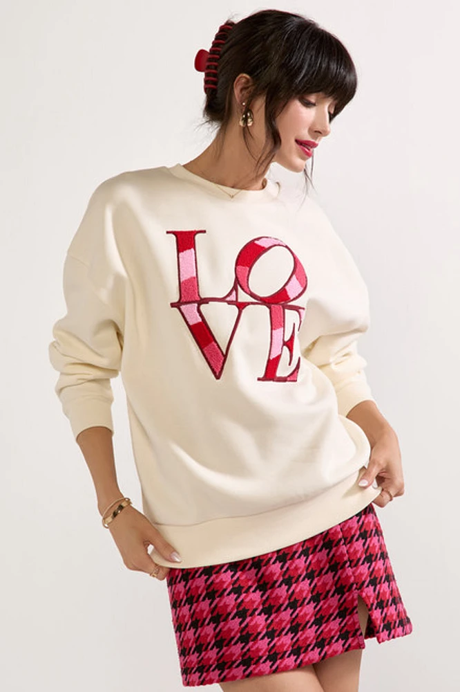 Love Long Sleeve Embroidered Sweatshirt