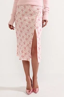 Naomi Heart Print Satin Midi Skirt