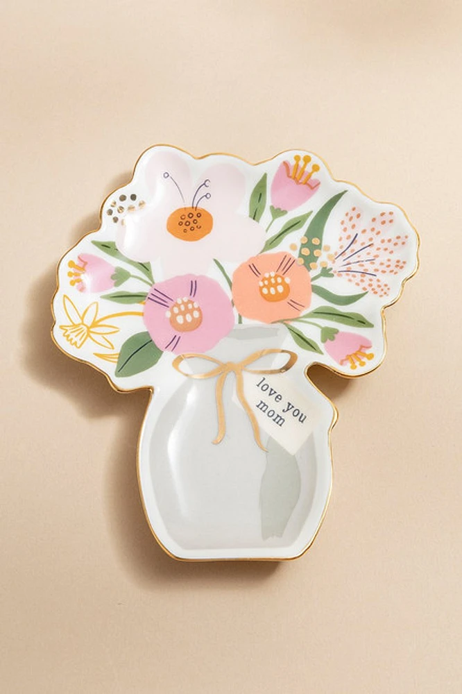 Love You Mom Bouquet Shaped Trinket Tray