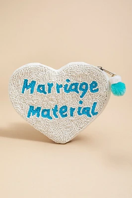 Marriage Material Hart Shaped Beaded Pouch