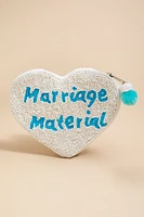 Marriage Material Hart Shaped Beaded Pouch