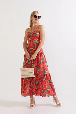 Mariana Strappy Halter Floral Maxi Dress