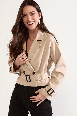 Gina Belted Cropped Trench Jacket