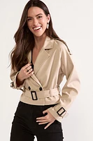 Gina Belted Cropped Trench Jacket