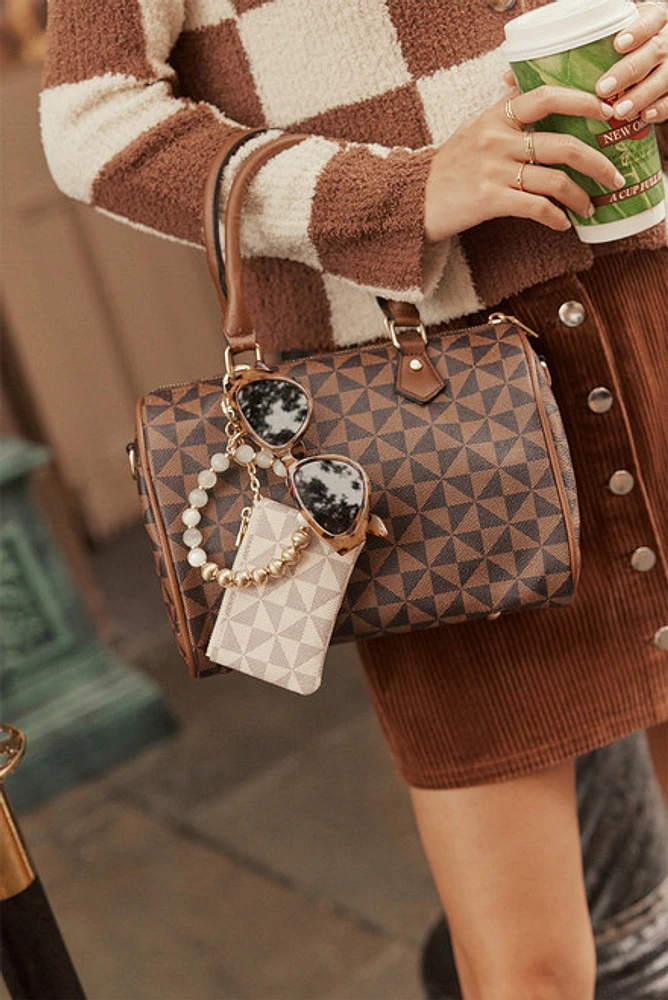 Helen Checkered Satchel Duffle Bag