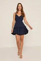 Ruby Bow Back Ruffle Trim Mini Dress