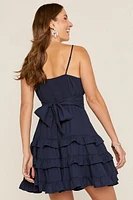 Ruby Bow Back Ruffle Trim Mini Dress