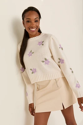 Adrian Flower Embroidered Pullover Sweater