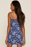 Jamie Ribbon Tie Neck Floral Mini Dress