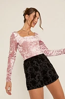 Terri Velvet Floral Jacquard Shorts