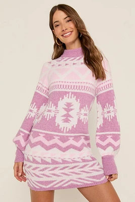 Alice Aztec Pattern Mini Sweater Dress