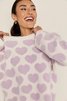 Tammie Pearl Embellished Heart Pullover Sweater