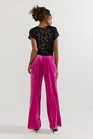 Kristin Velvet Textured High Rise Trouser Pants