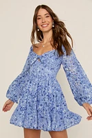 Sam Bow Front Floral Tiered Mini Dress