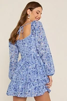 Sam Bow Front Floral Tiered Mini Dress