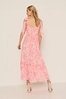 April Floral Organza Ruffle Tiered Maxi Dress