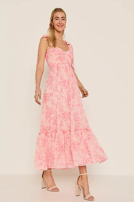 April Floral Organza Ruffle Tiered Maxi Dress