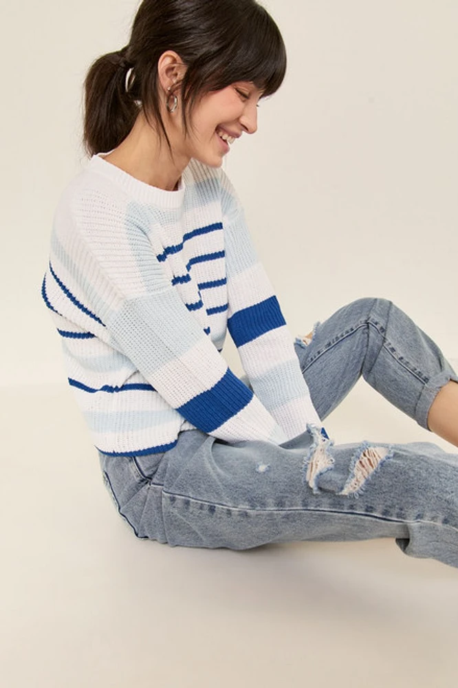 Penny Striped Cropped Pullover Sweater