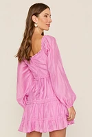 Vickie Long Sleeve Ruffle Tiered Mini Dress