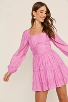 Vickie Long Sleeve Ruffle Tiered Mini Dress