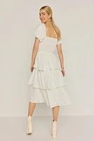 Sophie Bow Front Smock Tiered Midi Dress