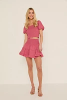 Patti Tiered Smock Waist Mini Flippy Skirt