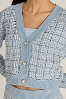 Lara Tweed Plad Short Button Up Cardigan