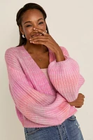 Sally Puff Sleeve Ombre Crop Cardigan