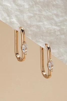 Lynette Crystal Stone On Oval Hoop Earrings