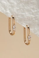 Lynette Crystal Stone On Oval Hoop Earrings