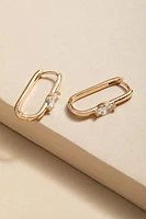 Lynette Crystal Stone On Oval Hoop Earrings